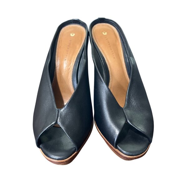 LeifsDottir Anthropologie Mule Heels Black Leather Platform Women Sz 36 US 5.5-6 - Picture 4 of 10